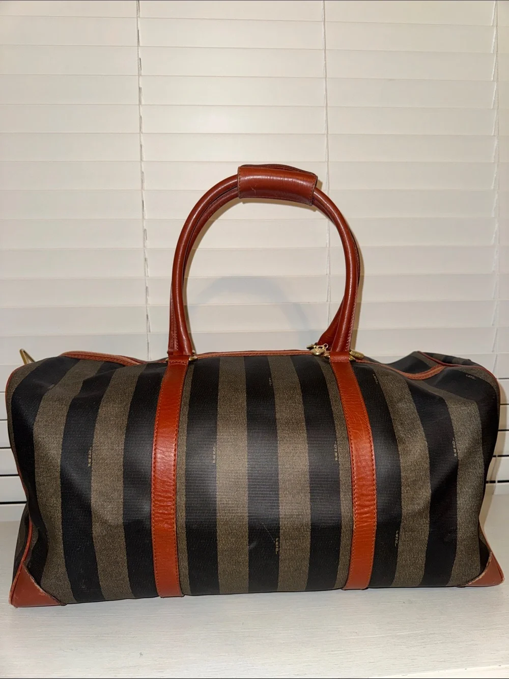 Fendi Vintage Pequin Striped Boston Bag Overnight Duffel - Picture 5 of 14